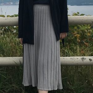 Aritzia Wilfred long grey pleated skirt